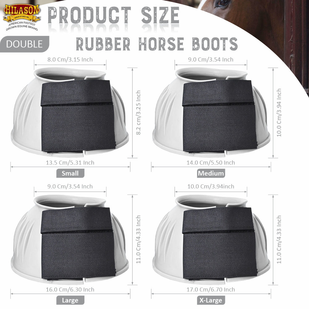 Hilason Western Horse PVC Ribbed Double Hook &amp; Loop Leg Bell Boots