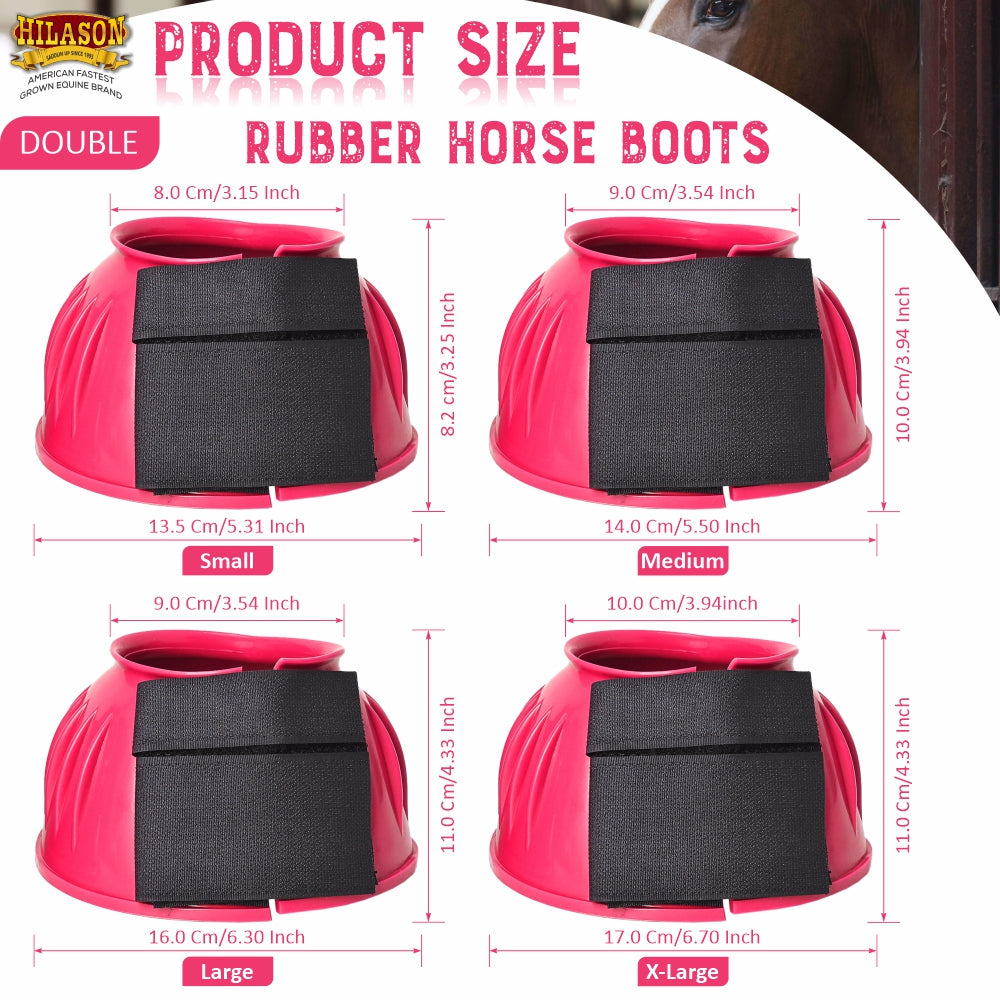 Hilason Western Horse PVC Ribbed Double Hook &amp; Loop Leg Bell Boots