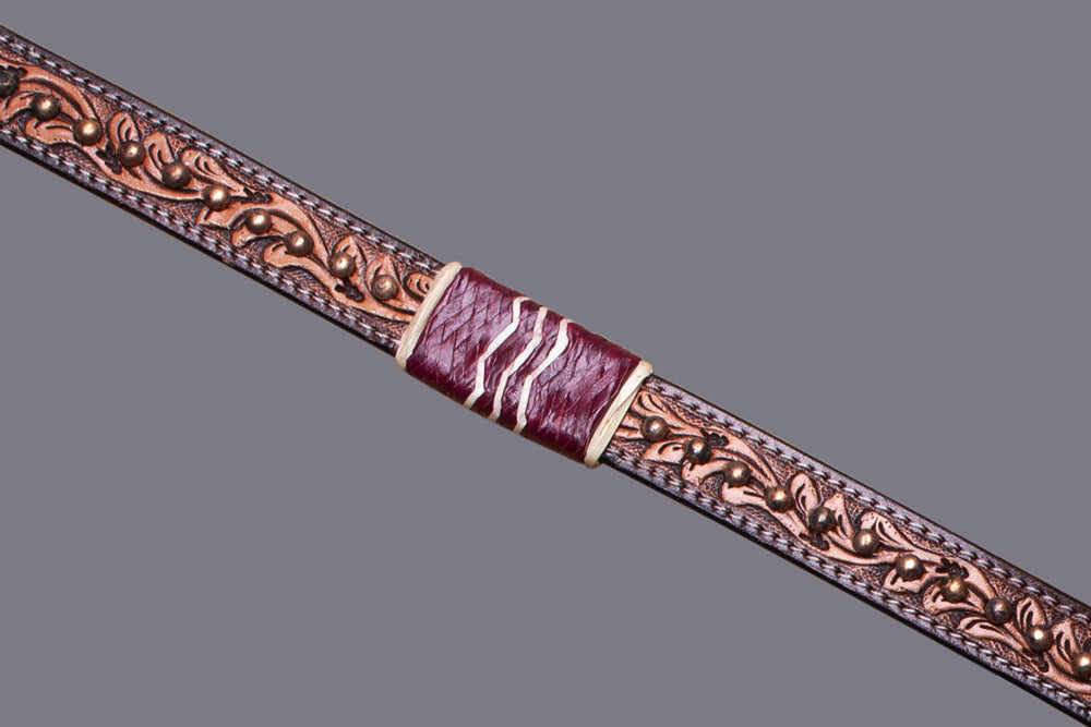 BAR H EQUINE Horse Hand Carved Breast Collar Headstall Genuine Leather Brown