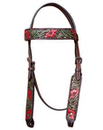 BAR H EQUINE Western Horse Genuine Leather Tack Set Dark Brown