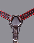 BAR H EQUINE Horse Hand Carved Breast Collar Headstall Genuine Leather Dark Brown