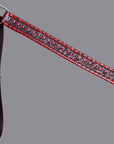BAR H EQUINE Horse Hand Carved Breast Collar Headstall Genuine Leather Dark Brown
