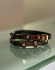Catalonia Metallic Bronze Patent Leather Spur Straps