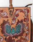 American Darling Tote Hand Tooled Printed Genuine Leather Women Bag Western Handbag Purse