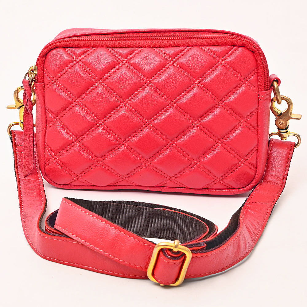 NEVER MIND Luxury Tan Quilted Leather Camera Bag Crossbody Adjustable Strap