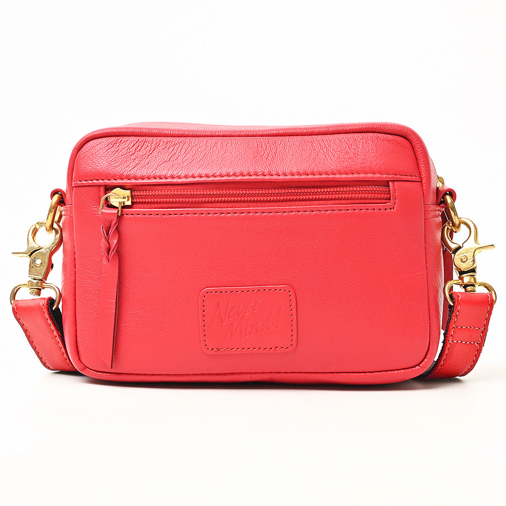 NEVER MIND Luxury Tan Quilted Leather Camera Bag Crossbody Adjustable Strap