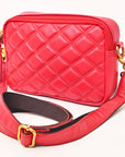NEVER MIND Luxury Tan Quilted Leather Camera Bag Crossbody Adjustable Strap