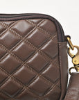 NEVER MIND Luxury Tan Quilted Leather Camera Bag Crossbody Adjustable Strap