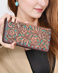 American Darling Wallet Beautifully Hand Tooled Genuine Leather women hand purse