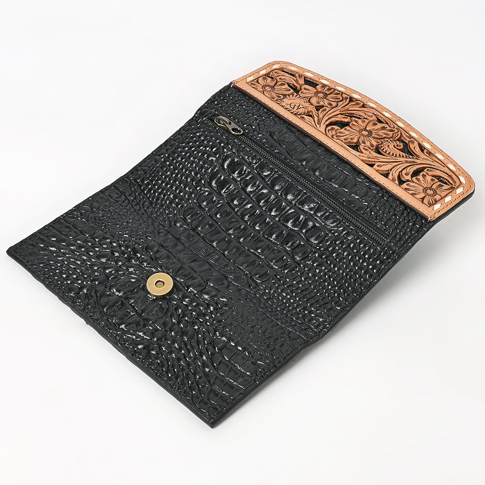 American Darling Wallet Hand Tooled Crocodile Embossed Genuine Leather Women Bag Western Handbag Purse
