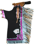 HILASON Western Horse Bull Riding Safety Leather Protective Vest & Rodeo Chaps Combo