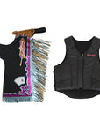 HILASON Western Horse Bull Riding Safety Leather Protective Vest & Rodeo Chaps Combo