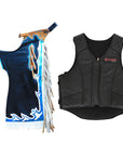 HILASON Western Horse Bull Riding Safety Leather Protective Vest & Rodeo Chaps Combo