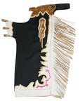 HILASON Western Horse Bull Riding Safety Leather Protective Vest & Rodeo Chaps Combo
