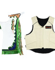 HILASON Western Horse Bull Riding Safety Leather Protective Vest & Rodeo Chaps Combo