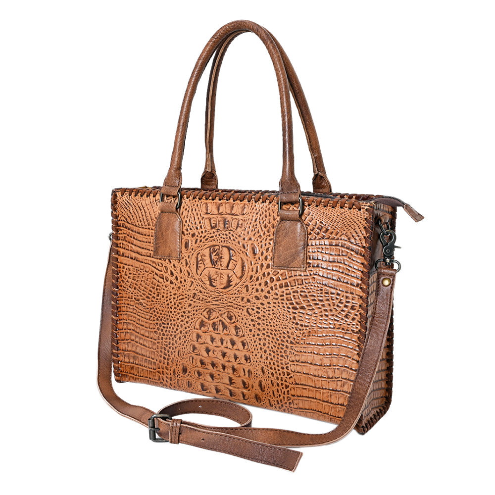 American Darling Briefcase Crocodile embossed Genuine Leather women bag western handbag purse