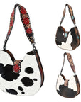 American Darling Hobo Hand Tooled Hair-On Genuine Leather women bag western handbag purse