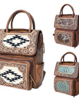 American Darling Backpack Hand Tooled Crocodile embossed Genuine Leather women bag western handbag purse