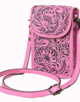 American Darling Cell Phone Holder Hand Tooled Genuine Leather Women Bag Western Handbag Purse