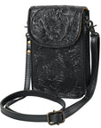 American Darling Cell Phone Holder Hand Tooled Genuine Leather Women Bag Western Handbag Purse