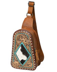 American Darling Sling Hand Tooled Genuine Leather Women Bag Western Handbag Purse