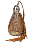 American Darling Sling Hand Tooled Crocodile Embossed Genuine Leather Women Bag Western Handbag Purse