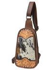American Darling Sling Hand Tooled Upcycled Wool Genuine Leather Women Bag Western Handbag Purse