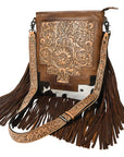 American Darling Messenger Hand Tooled Hair On Genuine Leather Women Bag Western Handbag Purse