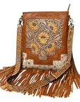 American Darling Messenger Hand Tooled Hair On Genuine Leather Women Bag Western Handbag Purse