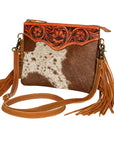 American Darling Small Crossbody Hand Tooled Hair On Genuine Leather Women Bag Western Handbag Purse