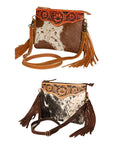 American Darling Small Crossbody Hand Tooled Hair On Genuine Leather Women Bag Western Handbag Purse