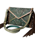 American Darling ADBG476ANTBR Envelope Hand Tooled Genuine Leather Women Bag Western Handbag Purse