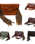 American Darling ADBG476ANTBR Envelope Hand Tooled Genuine Leather Women Bag Western Handbag Purse