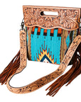 American Darling ADBG496A Clutch Hand Tooled Saddle Blanket Genuine Leather Women Bag Western Handbag Purse