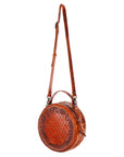 American Darling ADBG498A Canteen Hand Tooled Genuine Leather Women Bag Western Handbag Purse