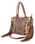 American Darling ADBG502ABRAH Tote Hand Tooled Hair-On Genuine Leather Women Bag Western Handbag Purse