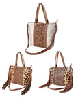 American Darling ADBG502ABRAH Tote Hand Tooled Hair-On Genuine Leather Women Bag Western Handbag Purse