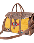 American Darling ADBG516 Duffel Hand Tooled Saddle Blanket Genuine Leather Women Bag Western Handbag Purse