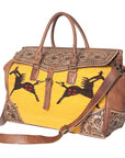 American Darling ADBG516 Duffel Hand Tooled Saddle Blanket Genuine Leather Women Bag Western Handbag Purse