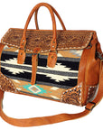 American Darling ADBG516 Duffel Hand Tooled Saddle Blanket Genuine Leather Women Bag Western Handbag Purse