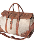 American Darling ADBG516 Duffel Hand Tooled Saddle Blanket Genuine Leather Women Bag Western Handbag Purse