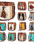 American Darling ADBG574D1 Large Crossbody Saddle Blanket Hair On Genuine Leather Women Bag Western Handbag Purse