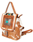American Darling Hand Tooled Hair On Genuine Leather Women Bag Western Handbag Purse