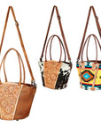 American Darling Hand Tooled Hair On Genuine Leather Women Bag Western Handbag Purse