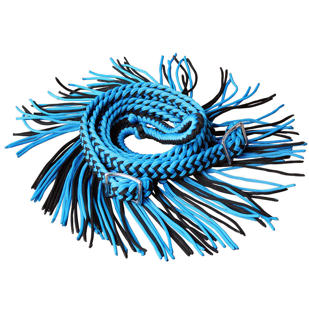 1&quot; X 8Ft Hilason Braided Poly Barrel Horse Racing Reins Flat Grip Knots