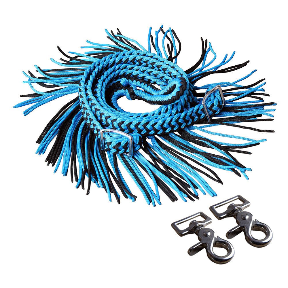 1&quot; X 8Ft Hilason Braided Poly Barrel Horse Racing Reins Flat Grip Knots W/ Snaps