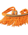 1" X 8Ft Hilason Braided Barrel Horse Racing Reins Knots Fringe Crystal