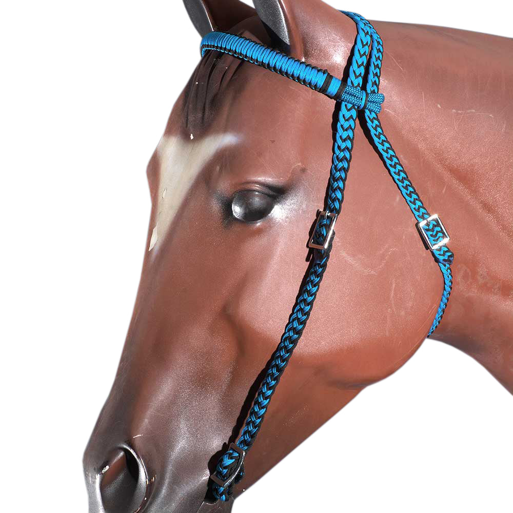 Black Horse Bridle Headstall Flat Braided Paracord By Hilason
