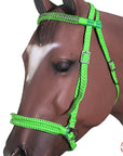 Hilason Flat Braided Paracord Horse Headstall Bridle Black W/ Crystals