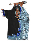 HILASON Pro Rodeo Bull Riding Chaps Genuine Leather Black